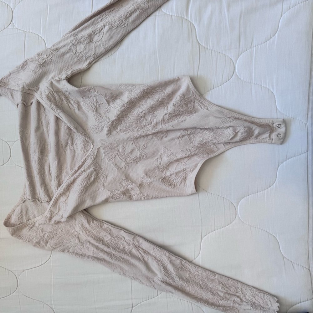 Free People Lace Bodysuit in Light Beige